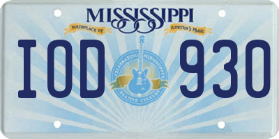 MS license plate IOD930