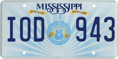 MS license plate IOD943