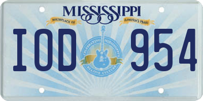 MS license plate IOD954