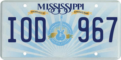 MS license plate IOD967