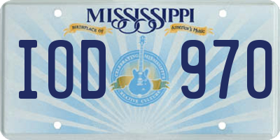 MS license plate IOD970