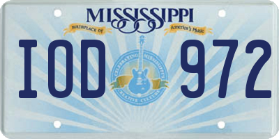 MS license plate IOD972