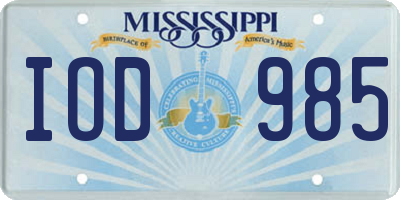 MS license plate IOD985