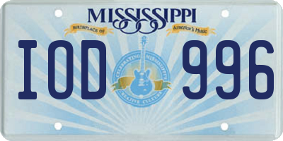 MS license plate IOD996