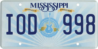 MS license plate IOD998