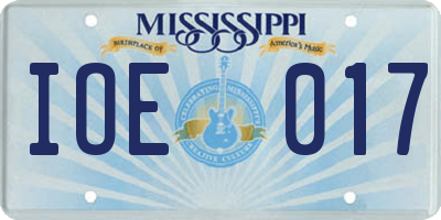 MS license plate IOE017