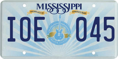 MS license plate IOE045