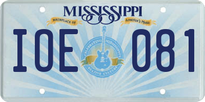 MS license plate IOE081