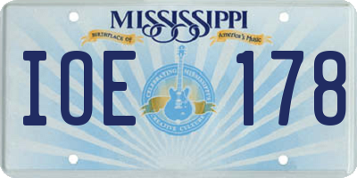 MS license plate IOE178