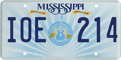 MS license plate IOE214