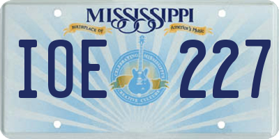 MS license plate IOE227