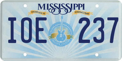 MS license plate IOE237