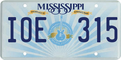MS license plate IOE315
