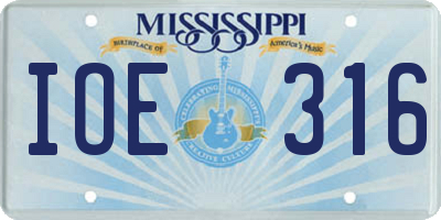 MS license plate IOE316