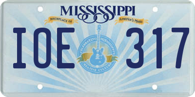 MS license plate IOE317