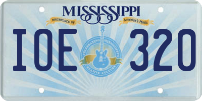 MS license plate IOE320