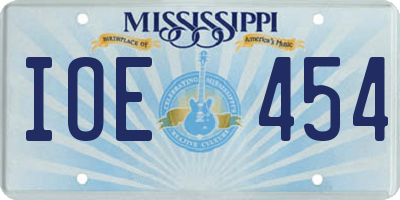 MS license plate IOE454