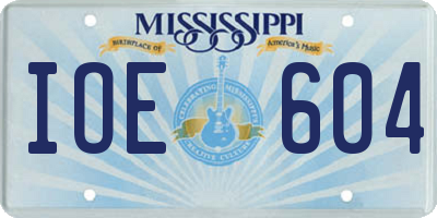MS license plate IOE604