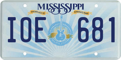 MS license plate IOE681