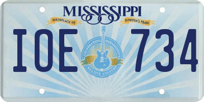 MS license plate IOE734