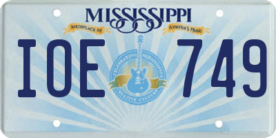 MS license plate IOE749