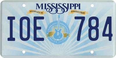 MS license plate IOE784