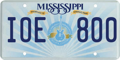 MS license plate IOE800