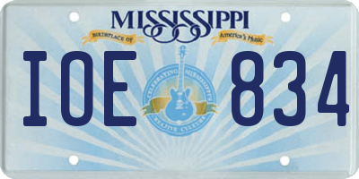 MS license plate IOE834