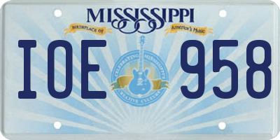 MS license plate IOE958