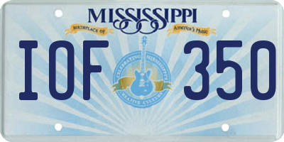 MS license plate IOF350