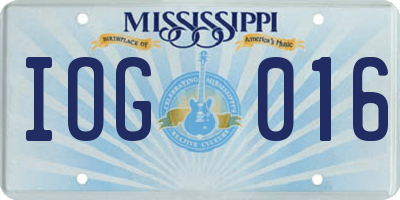 MS license plate IOG016