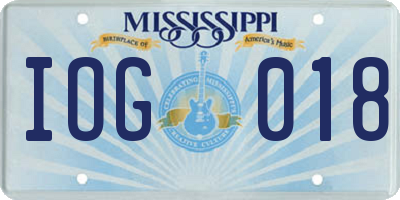 MS license plate IOG018
