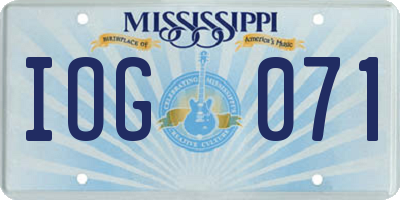 MS license plate IOG071