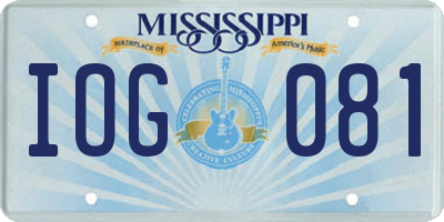 MS license plate IOG081