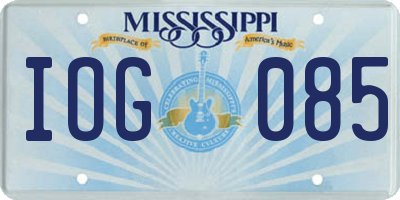 MS license plate IOG085