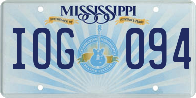 MS license plate IOG094