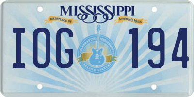 MS license plate IOG194