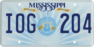 MS license plate IOG204
