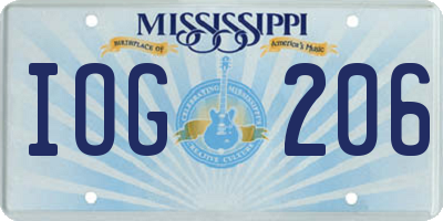 MS license plate IOG206
