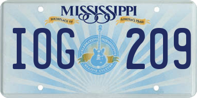 MS license plate IOG209