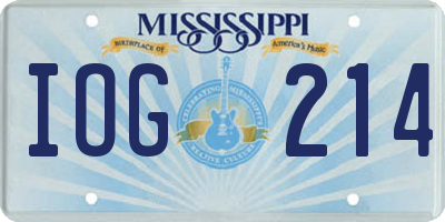 MS license plate IOG214