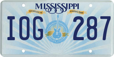 MS license plate IOG287