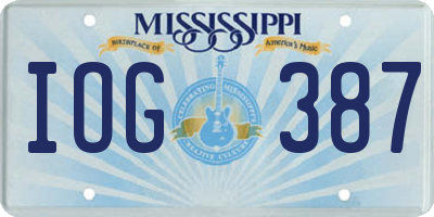 MS license plate IOG387