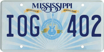 MS license plate IOG402