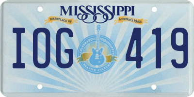 MS license plate IOG419