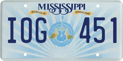 MS license plate IOG451