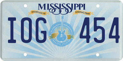 MS license plate IOG454