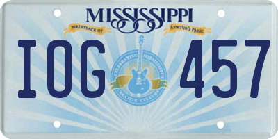 MS license plate IOG457