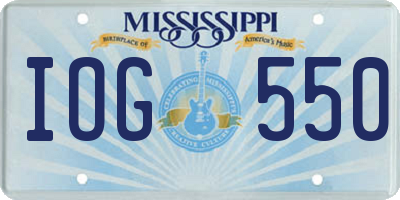 MS license plate IOG550