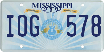 MS license plate IOG578